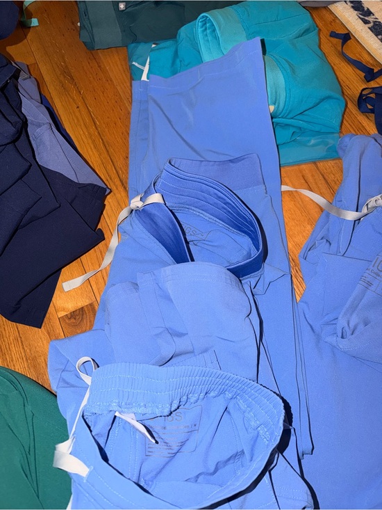Figs Pants - Figs Women Straight Leg Pants, Top in Periwinkle Blue (Price for SHIRT & PANT)